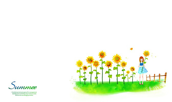 전신 PSD 식물 계절 여자 꽃 어린이 백그라운드 꽃밭 일러스트 해바라기 한명 서기 미소 웃음 사람 풍경 소녀 여름 울타리 노란색 여자만 여자한명만 어린이만 소녀만 소녀한명만 국내일러스트 1 컬러 모션 표정 담장 파일형식