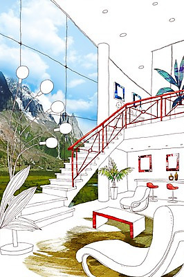 PSD 식물 구름 편집이미지 화분 가구 액자 백그라운드 의자 창문 탁자 포토일러 하늘 프레임 틀 풍경 사람없음 장식 인테리어 계단 오브젝트 복층 이미지편집 자연요소 디자인 생활용품 파일형식