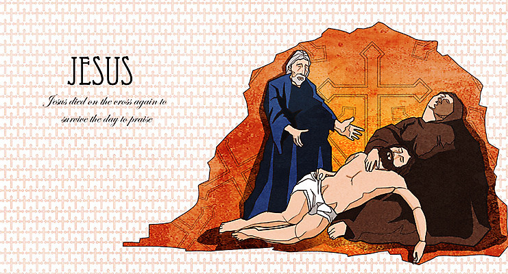 전신 PSD 남자 기독교 종교 백그라운드 일러스트 부활절 사람 성인 세명 교회 믿음 희망 기도 예수 부활 남자만 성인남자만 성인만 국내일러스트 기념일 감정 종교건축 건물 신_종교 파일형식