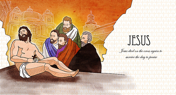 전신 PSD 남자 기독교 종교 백그라운드 십자가 일러스트 부활절 사람 여러명 성인 교회 믿음 희망 기도 예수 부활 찬양 남자만 성인남자만 성인만 국내일러스트 기념일 감정 다수 종교건축 건물 신_종교 파일형식