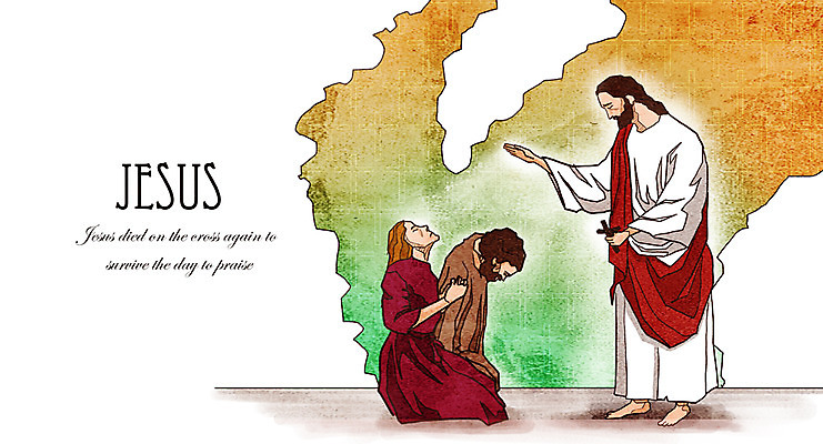 전신 PSD 여자 남자 기독교 종교 백그라운드 십자가 일러스트 부활절 사람 성인 세명 교회 믿음 희망 기도 예수 부활 찬양 성인만 국내일러스트 기념일 감정 종교건축 건물 신_종교 파일형식