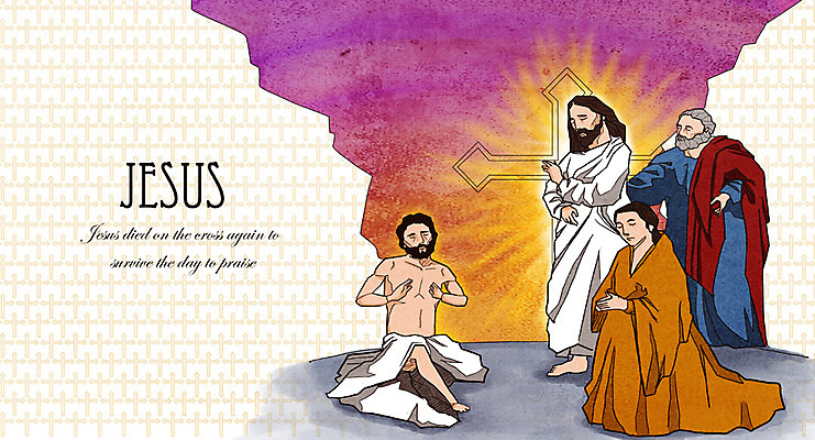 전신 PSD 남자 기독교 종교 백그라운드 십자가 일러스트 부활절 사람 여러명 성인 교회 믿음 희망 기도 예수 부활 찬양 남자만 성인남자만 성인만 국내일러스트 기념일 감정 다수 종교건축 건물 신_종교 파일형식