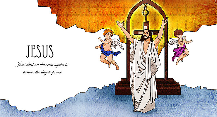 전신 PSD 남자 기독교 종교 어린이 백그라운드 십자가 일러스트 천사 부활절 사람 소년 여러명 성인 교회 믿음 희망 예수 부활 남자만 국내일러스트 기념일 감정 다수 종교건축 건물 신_종교 파일형식