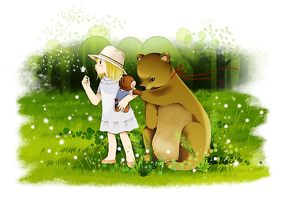 전신 PSD 식물 동물 여자 꽃 어린이 인형 일러스트 곰 포유류 함께함 한명 서기 미소 웃음 사람 소녀 곰인형 민들레 민들레홀씨 소통 여자만 여자한명만 어린이만 소녀만 소녀한명만 국내일러스트 1 컨셉 모션 표정 파일형식