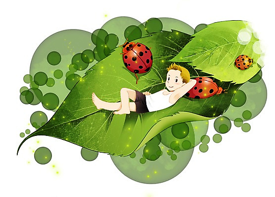 전신 PSD 식물 동물 남자 어린이 곤충 잎 일러스트 함께함 한명 미소 웃음 사람 소년 눕기 벌레 무당벌레 소통 남자만 남자한명만 어린이만 소년만 소년한명만 국내일러스트 1 컨셉 모션 표정 파일형식