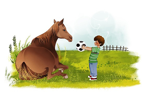 전신 PSD 식물 동물 남자 어린이 일러스트 축구공 공 포유류 함께함 한명 서기 미소 웃음 사람 소년 울타리 축구 말_동물 풀 소통 남자만 남자한명만 어린이만 소년만 소년한명만 국내일러스트 1 컨셉 축구용품 모션 표정 담장 구기 파일형식