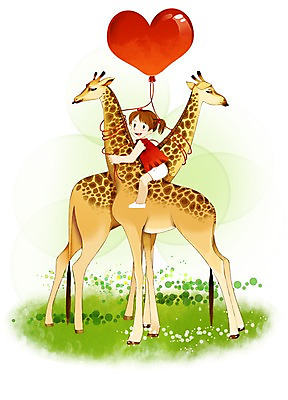 전신 PSD 동물 여자 어린이 일러스트 포유류 함께함 한명 미소 웃음 사람 앉기 소녀 하트 기린 소통 여자만 여자한명만 어린이만 소녀만 소녀한명만 국내일러스트 모양 1 컨셉 모션 표정 파일형식