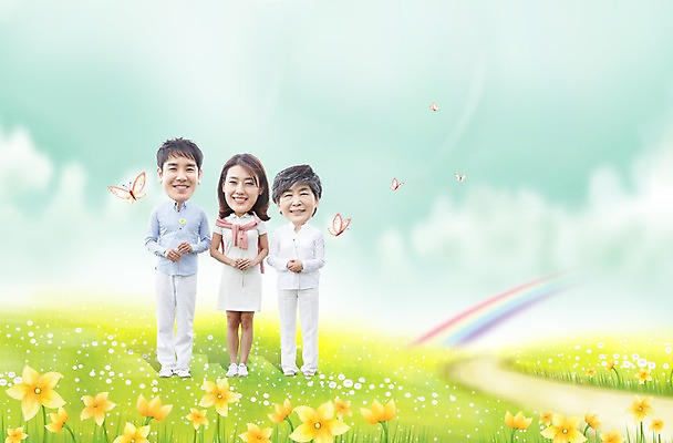 전신 PSD 식물 구름 편집 편집이미지 라이프스타일 여자 노년 남자 꽃 딸 길 아들 할머니 나비 곤충 무지개 꽃밭 가족 포토일러 하늘 엄마 서기 미소 웃음 들기 사람 동양인 성인 앞모습 세명 30대 부모 산책로 한국인 자녀 60대 며느리 인물미니어처 SD캐릭터 성인만 이미지편집 자연요소 동물 캐릭터 뷰포인트 관계 모션 표정 인종 생활 장년 미니어처 파일형식