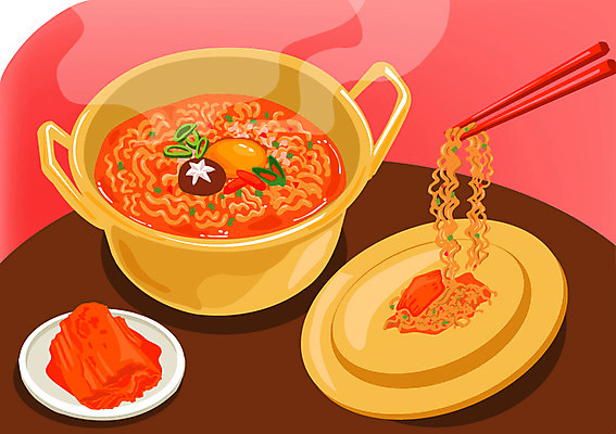 한국문화 그릇 접시 한식 음식 일러스트 젓가락 디저트 김치 요리 사람없음 계란 뚜껑 라면 면류 면 냄비 분식 양은냄비 국내일러스트 AI파일 동양문화 식기 한국 수저 알 솥 파일형식 벡터