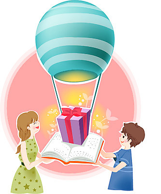 식물 여자 어린이교육 교육 남자 어린이 잎 일러스트 상상 선물 미소 웃음 들기 사람 소녀 소년 두명 책 선물상자 독서 새싹 펼침 기구 열기구 포장상자 어린이만 국내일러스트 AI파일 항공교통 모션 표정 상자 파일형식 벡터