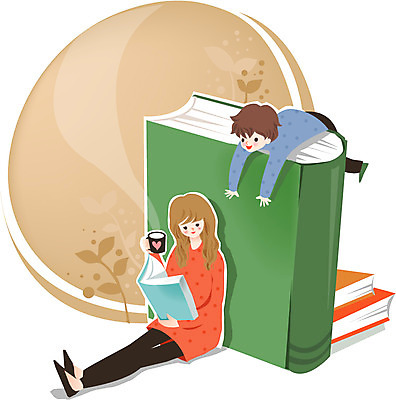 식물 여자 어린이교육 교육 남자 어린이 일러스트 상상 티타임 휴식 잔 미소 웃음 사람 앉기 소녀 소년 두명 책 컵 독서 머그컵 어린이만 국내일러스트 AI파일 식기 컨셉 모션 표정 파일형식 벡터