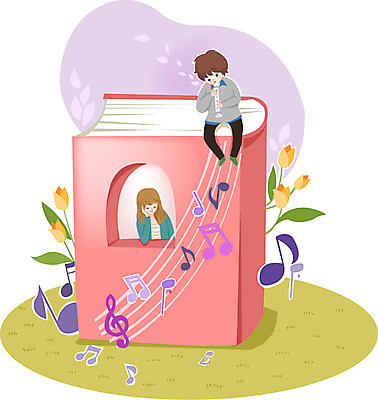 식물 여자 어린이교육 교육 남자 꽃 어린이 악기 음악 포즈 연주 음표 일러스트 창문 모션 상상 미소 웃음 사람 앉기 소녀 소년 두명 책 독서 턱괴기 높은음자리표 리코더 어린이만 국내일러스트 AI파일 기호 문화예술 표정 목관악기 파일형식 벡터