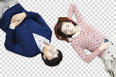 외국인 편집이미지 라이프스타일 커플 여자 남자 음악 커플라이프 이어폰 포즈 노래 무선통신 미소 웃음 사람 동양인 상반신 20대 성인 취미 두명 스마트폰 핸드폰 눕기 중국인 눈감음 통신기기 음악감상 PNG 청년만 성인만 편집소스 음향기기 통신 관계 모션 문화예술 표정 인종 청년 생활 전자제품 스마트기기 기계 감상 파일형식