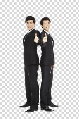 스튜디오촬영 전신 편집이미지 남자 포즈 비즈니스 모션 실내 서기 미소 웃음 사람 동양인 정장 손짓 성인 두명 손들기 기댐 한국인 엄지손가락 직장인 비즈니스맨 맞대기 PNG 남자만 성인남자만 성인만 편집소스 직업 옷 손가락 표정 인종 내부 파일형식