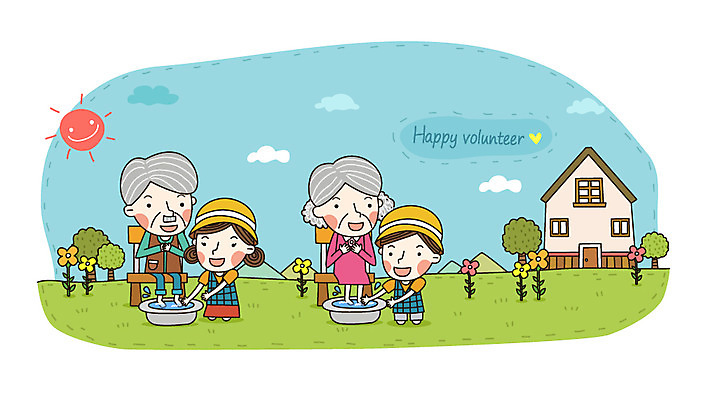 전신 나무 식물 구름 여자 할아버지 노년 남자 꽃 할머니 일러스트 발 주택 미소 웃음 사람 여러명 성인 건물 물 태양 봉사 도움 자원봉사자 사회이슈 사회봉사 대야 발씻기 세숫대야 노인만 성인만 국내일러스트 AI파일 자연요소 건축물 다수 컨셉 표정 신체부위 파일형식 벡터