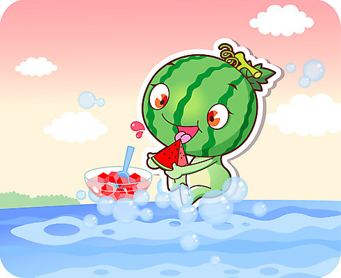 식물 구름 캐릭터 그릇 음식 바다 과일 일러스트 홍보캐릭터 하늘 여름음식 수박 수저 미소 웃음 들기 사람없음 물 숟가락 물방울 풀 먹기 특산물 음식캐릭터 과일캐릭터 식물캐릭터 수박캐릭터 화채 제철음식 제철과일 일러캐릭터 AI파일 자연요소 식기 모션 표정 여름간식 제철 파일형식 벡터 여름_계절