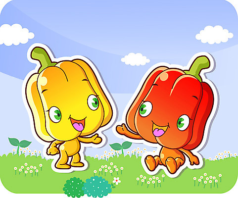 식물 구름 캐릭터 응시 꽃 음식 컬러 채소 일러스트 홍보캐릭터 하늘 파프리카 미소 웃음 잔디 초원 사람없음 빨간색 농작물 노란색 특산물 음식캐릭터 식물캐릭터 채소캐릭터 일러캐릭터 AI파일 자연요소 시선 농업 표정 파일형식 벡터