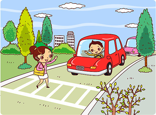 전신 나무 식물 라이프스타일 건축물 여자 남자 교통수단 일러스트 자동차 서기 미소 웃음 사람 앉기 손짓 잔디 상반신 두명 건물 라이프 손들기 운전 예절 풀 보행자 횡단보도 교통안전 양보 질서 안전운전 자동차예절 배려 보행자우선 국내일러스트 AI파일 건축 육상교통 교통 모션 표정 안전 생활 보행로 파일형식 벡터