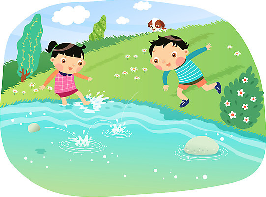 전신 나무 식물 동물 라이프스타일 여자 남자 어린이라이프 호수 초등학생 어린이 일러스트 자연 물놀이 놀이 물장구 서기 미소 웃음 사람 소녀 소년 잔디 초원 취미 두명 친구 강 돌_바위 조약돌 풀 개울 개 강아지 즐거움 어린이만 국내일러스트 AI파일 학생 감정 포유류 관계 모션 표정 생활 반려동물 생태계 파일형식 벡터