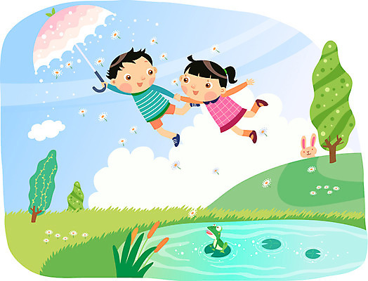 전신 나무 식물 동물 라이프스타일 여자 남자 어린이라이프 초등학생 어린이 일러스트 우산 상상 자연 놀이 개구리 미소 웃음 사람 소녀 소년 잔디 초원 취미 두명 친구 비행 토끼 연못 풀 운반 개울 즐거움 어린이상상 어린이만 동심 국내일러스트 AI파일 학생 감정 포유류 관계 표정 양서류 생활 반려동물 강 생태계 파일형식 벡터