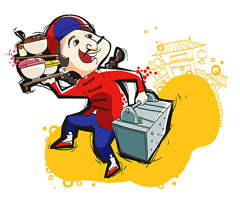 전신 직업 캐릭터 남자 음식 일러스트 홍보캐릭터 한명 미소 웃음 사람 앉기 성인 믿음 중식 운송업 면류 면 자신감 배달원 짜장면 배송 철가방 남자만 남자한명만 성인남자만 성인만 음식배달 일러캐릭터 AI파일 1 감정 산업 가방 모션 표정 파일형식 벡터