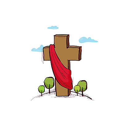 클립아트 나무 식물 구름 아이콘 기독교 종교 십자가 하늘 사람없음 교회 2D아이콘 AI파일 자연요소 종교건축 건물 파일형식 벡터