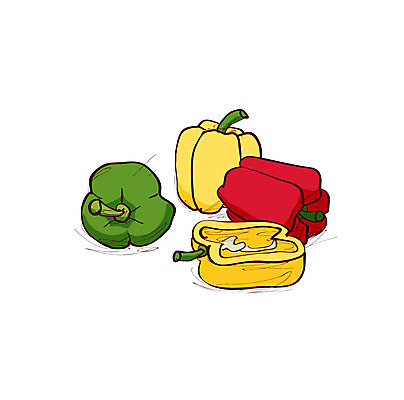 클립아트 아이콘 채소 식재료 피망 파프리카 사람없음 음식아이콘 2D아이콘 AI파일 음식 파일형식 벡터