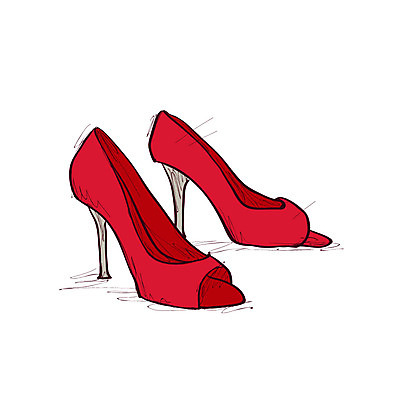 클립아트 아이콘 잡화 구두 컬러 신발 사람없음 빨간색 쇼핑 하이힐 여성화 여성용 2D아이콘 AI파일 파일형식 벡터