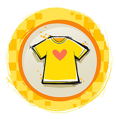 아이콘 옷 패션 컬러 상의 티셔츠 버튼 사람없음 노란색 라벨 반팔티셔츠 원형 2D아이콘 AI파일 도형 셔츠 프레임 파일형식 벡터