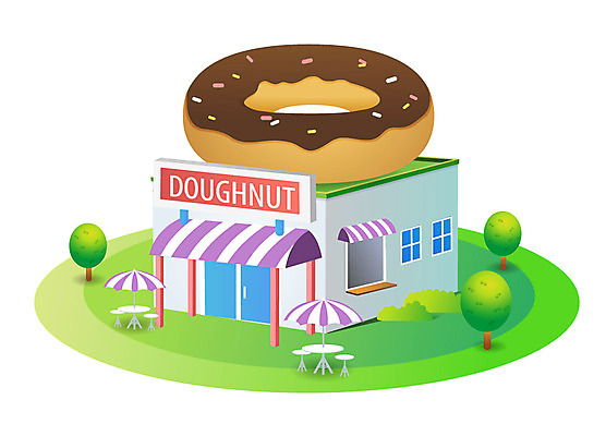 나무 식물 아이콘 건축물 건축 빵 의자 탁자 디저트 사람없음 건물 상점 식당 파라솔 도넛 건물아이콘 2D아이콘 AI파일 음식 가구 파일형식 벡터