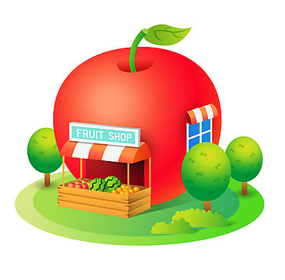 나무 식물 아이콘 건축물 열매 건축 과일 귤 수박 사람없음 건물 판매 상점 사과 진열장 건물아이콘 과일가게 2D아이콘 AI파일 파일형식 벡터