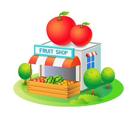 나무 식물 아이콘 건축물 열매 건축 과일 귤 수박 사람없음 건물 판매 상점 사과 진열장 건물아이콘 과일가게 2D아이콘 AI파일 파일형식 벡터