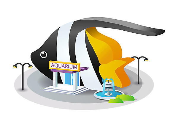 아이콘 건축물 건축 가로등 조명 어류 사람없음 건물 모형 분수 분수대 건물아이콘 수족관 아쿠아리움 분수_분수대 2D아이콘 AI파일 공공시설 수중동물 파일형식 벡터