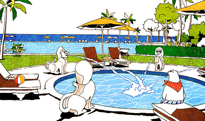 PSD 나무 식물 동물 해외 계절 백그라운드 의자 일러스트 곰 포유류 리조트 수영장 풍경 사람없음 물 여름 관광지 야자수 풀장 휴양지 북극곰 선베드 싱가폴 국내일러스트 자연요소 아시아 여행 가구 장소 파일형식