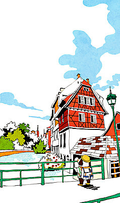 PSD 나무 식물 동물 해외 건축물 계절 건축 호수 백그라운드 일러스트 포유류 풍경 사람없음 건물 물 여름 관광지 연못 개 강아지 휴양지 국내일러스트 자연요소 여행 반려동물 장소 파일형식