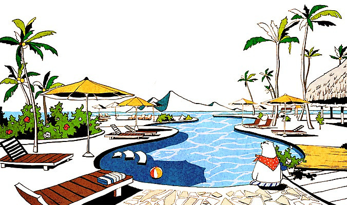 PSD 나무 식물 동물 해외 계절 백그라운드 의자 일러스트 곰 포유류 리조트 수영장 필리핀 풍경 사람없음 물 여름 관광지 풀장 휴양지 북극곰 선베드 보라카이 국내일러스트 자연요소 여행 가구 동남아시아 장소 파일형식