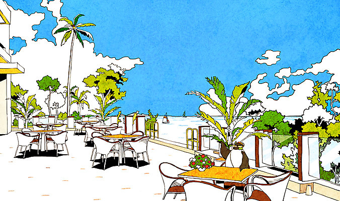 PSD 나무 식물 동물 구름 계절 백그라운드 의자 일러스트 포유류 탁자 조류 하늘 수영장 풍경 사람없음 물 여름 관광지 야자수 풀장 발코니 펭귄 휴양지 국내일러스트 자연요소 여행 가구 장소 파일형식