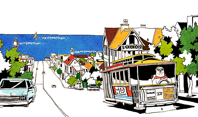 PSD 나무 식물 동물 해외 건축물 계절 건축 교통수단 바다 백그라운드 일러스트 곰 포유류 자동차 버스 풍경 해변 사람없음 건물 여름 관광지 미국 돛단배 휴양지 북극곰 샌프란시스코 선박 국내일러스트 육상교통 여행 교통 수상교통 북아메리카 배_교통 대중교통 장소 파일형식