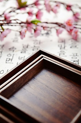 포토 JPG 스튜디오촬영 식물 그릇 식기 접시 꽃잎 꽃 생활용품 잎 주방용품 실내 사람없음 아웃포커스 벚꽃 나뭇가지 나무쟁반 나무접시 국내포토 나무 쟁반 촬영기법 내부 목재 오브젝트 파일형식