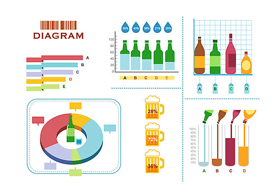 문자 상징 술잔 일러스트 통계 수치 그래프 술병 잔 주류 사람없음 컵 픽토그램 자료 인포그래픽 알코올 막대기 표 병 심볼 음주 막대그래프 그림 맥주잔 원그래프 서류판 국내일러스트 AI파일 식기 음료 병_용기 사무용품 파일형식 벡터