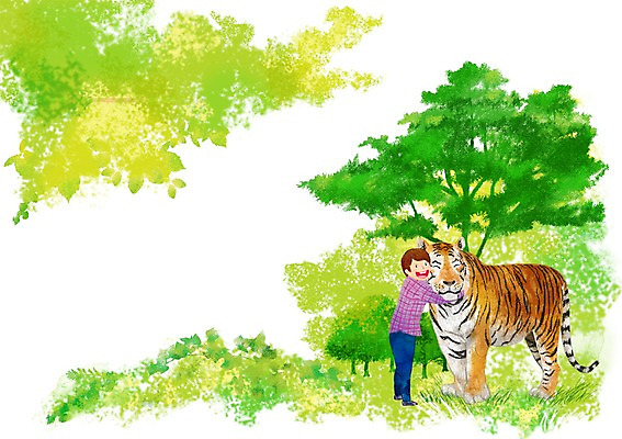 전신 PSD 나무 식물 동물 남자 행복 어린이 잎 일러스트 함께함 한명 서기 미소 웃음 사람 소년 풀 호랑이 덩굴 소통 남자만 남자한명만 어린이만 소년만 소년한명만 국내일러스트 1 감정 컨셉 포유류 모션 표정 파일형식