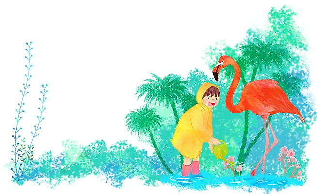 전신 PSD 나무 식물 동물 여자 꽃 행복 호수 어린이 잎 일러스트 조류 주전자 함께함 한명 서기 미소 웃음 사람 소녀 물 야자수 물뿌리개 학 풀 플라밍고 물주기 우비 소통 여자만 여자한명만 어린이만 소녀만 소녀한명만 국내일러스트 자연요소 1 옷 감정 컨셉 모션 주방용품 표정 파일형식