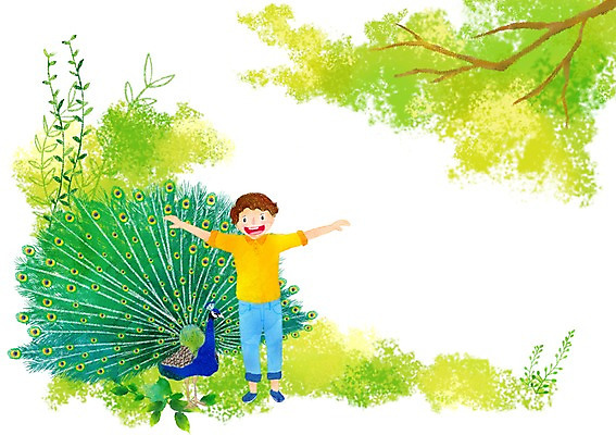 전신 PSD 나무 식물 동물 남자 행복 어린이 잎 날개 일러스트 조류 팔벌리기 함께함 한명 서기 미소 웃음 사람 손짓 소년 풀 공작 소통 남자만 남자한명만 어린이만 소년만 소년한명만 국내일러스트 1 감정 컨셉 모션 표정 파일형식