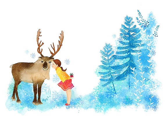 전신 PSD 나무 식물 동물 여자 행복 어린이 잎 일러스트 포유류 사슴 키스 함께함 선물 한명 서기 미소 웃음 사람 소녀 선물상자 눈 풀 눈송이 애정표현 소통 순록 여자만 여자한명만 어린이만 소녀만 소녀한명만 국내일러스트 자연요소 1 감정 컨셉 모션 날씨 눈_날씨 표정 상자 표현 파일형식