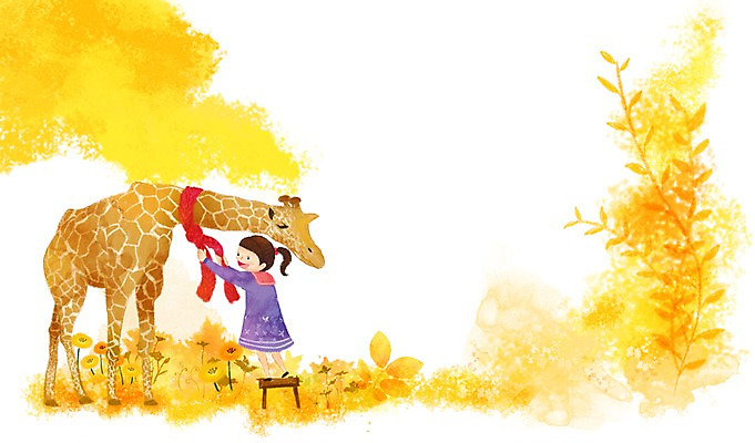 전신 PSD 나무 식물 동물 여자 꽃 행복 어린이 잎 의자 일러스트 포유류 함께함 한명 서기 미소 웃음 사람 소녀 목도리 풀 기린 소통 여자만 여자한명만 어린이만 소녀만 소녀한명만 국내일러스트 1 잡화 감정 가구 컨셉 모션 표정 파일형식