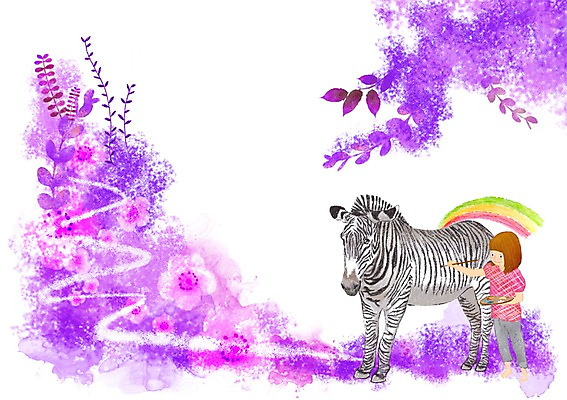 전신 PSD 식물 동물 여자 꽃 행복 어린이 무지개 잎 일러스트 포유류 함께함 미술 한명 서기 미소 웃음 사람 소녀 붓 말_동물 풀 그리기 팔레트 그림 얼룩말 소통 여자만 여자한명만 어린이만 소녀만 소녀한명만 국내일러스트 자연요소 1 감정 컨셉 모션 문화예술 표정 파일형식