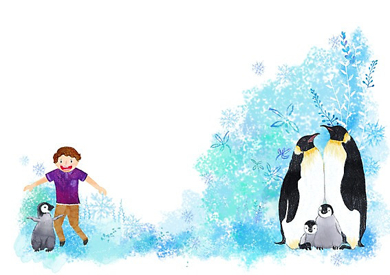 전신 PSD 식물 동물 남자 행복 어린이 잎 일러스트 조류 함께함 한명 서기 미소 웃음 사람 소년 눈 풀 눈송이 남극 펭귄 소통 황제펭귄 남자만 남자한명만 어린이만 소년만 소년한명만 국내일러스트 자연요소 1 감정 컨셉 모션 날씨 눈_날씨 표정 극지방 파일형식