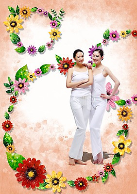 전신 PSD 식물 모델 편집이미지 우먼라이프 라이프스타일 여자 꽃 포즈 꽃무늬 다이어트 맨발 건강 서기 미소 웃음 사람 동양인 손짓 20대 성인 두명 라이프 앞모습 운동복 민소매 뷰티 팔짱 한국인 여자만 성인여자만 청년만 청년여자만 성인만 이미지편집 옷 뷰포인트 상의 무늬 모션 발 표정 인종 청년 생활 파일형식