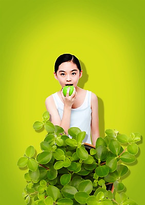 PSD 식물 편집이미지 학생 라이프스타일 여학생 여자 열매 잎 과일 중학생 청소년 나뭇잎 한명 서기 들기 사람 동양인 상반신 라이프 앞모습 10대 민소매 한국인 풀 사과 먹기 청사과 아오이 여자만 여자한명만 십대만 십대여자만 십대여자한명만 이미지편집 1 뷰포인트 상의 모션 인종 생활 파일형식