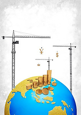 PSD 편집이미지 기호 건축 지구 돈 비즈니스 공사 사람없음 금융 경제 세계 글로벌 지구본 달러 글로벌비즈니스 동전 장비 건설현장 원화 화폐기호 중장비 엔 기중기 타워크레인 이미지편집 문자 건설업 산업장비 재산 화폐 파일형식